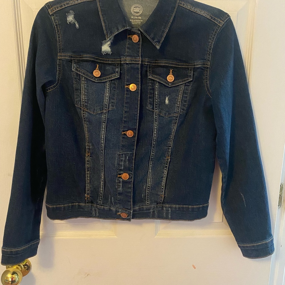 Wonder Nation Girls Distressed Blue Jean Jacket